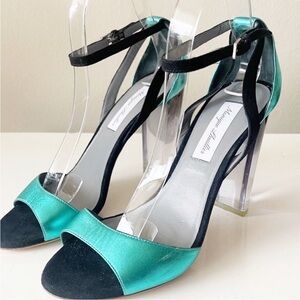 Monique Lhuillier Teal and Black Heels